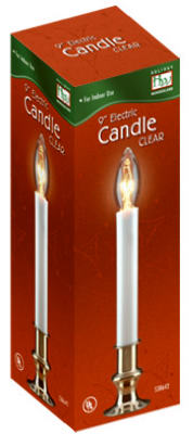 1519-88 HW 9 in. Clear Bulb Electric Candle & Base
