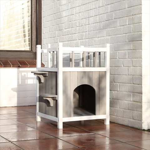 Picture of TRIXIE Pet Products 44093 Wooden Pet Home With Balcony - Gray & White