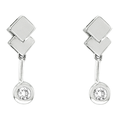 EA524 14K Gold Bezel Set Earrings With 0.15 Ct. Of Diamonds