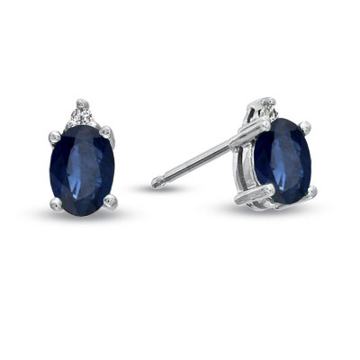ERL1307SD Oval Sapphire And Diamond Earring In 14K Gold