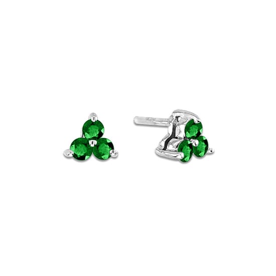 0.30 Ct. Emerald Three Stone Earrings In 14K Gold