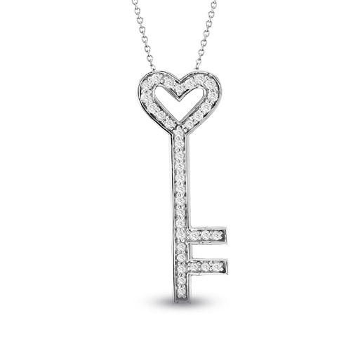 14K Gold 0.60 Ct. Diamond Key Pendant With 16 in. Chain