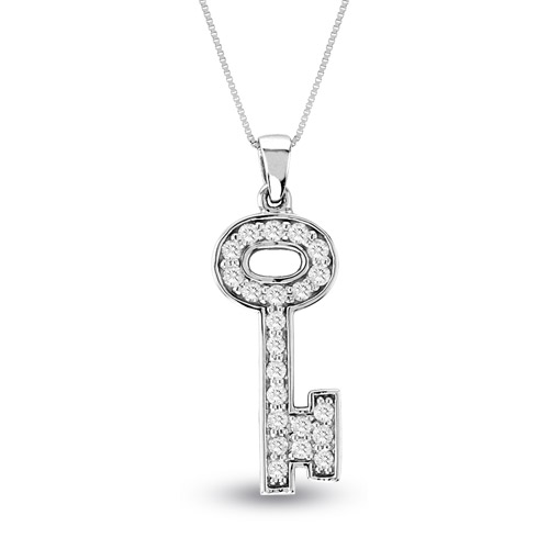 14K Gold 0.40 Ct. Diamond Key Pendant With 16 in. Chain