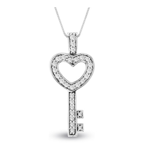 14K Gold 0.40 Ct. Diamond Key Pendant With 16 in. Chain