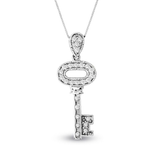 14K Gold 0.35 Ct. Diamond Key Pendant