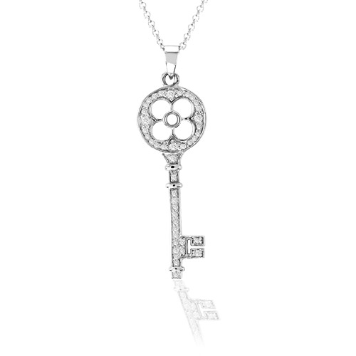 14K Gold 0.30 Ct. Diamond Key Pendant With 16 in. Chain