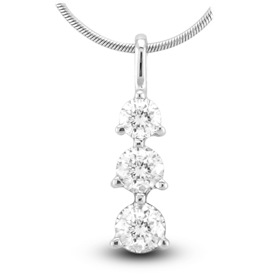1.00 Ct. 3 Stone 14K Gold Past Present Future Pendant I-J Si-I Quality