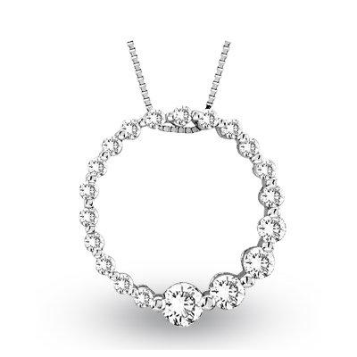 100 Ct Diamond 14K Gold Journey Circle Pendant 20 mm Diameter