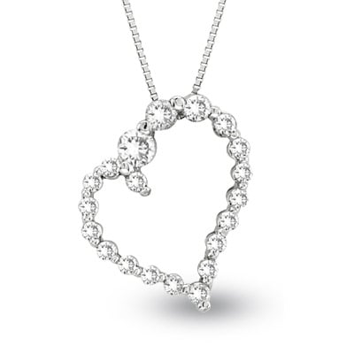 0.50 Ct. Diamond 14K Gold Journey Heart Pendant. Chain Included