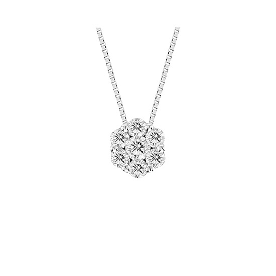 0.25 Ct. Diamond Cluster Pendant In 14K Gold