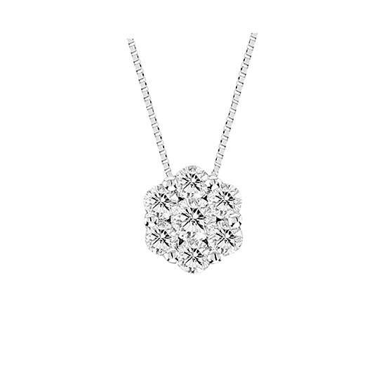 0.50 Ct. Diamond Cluster Pendant In 14K Gold