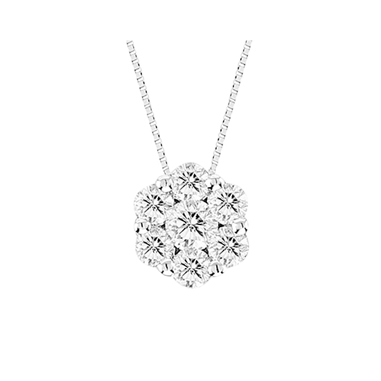 1.00 Ct. Diamond Cluster Pendant In 14K Gold
