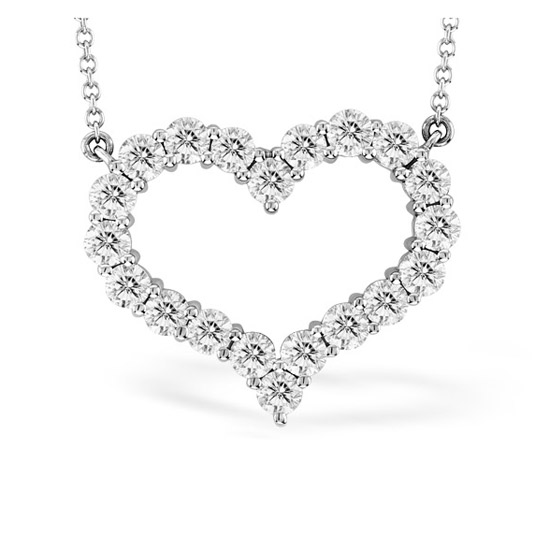 2.00 Ct. Diamond Heart Shape Pendant Shared Prong Setting 14K Gold With 16 in. Chain