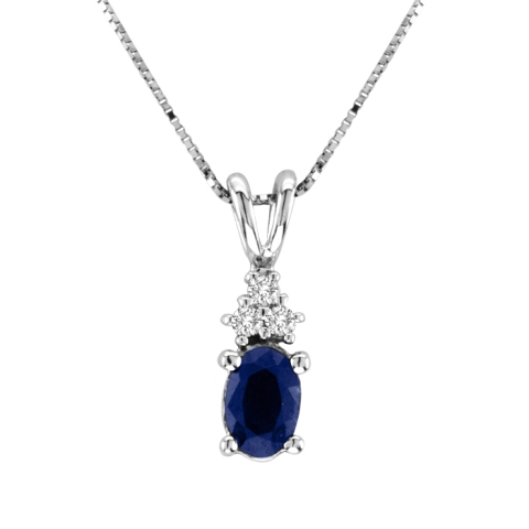 PRL1302SD 0.44 Ct. Diamond And Oval Sapphire Pendant In 14K Gold
