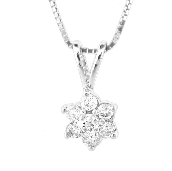 0.18 Ct. Diamond Flower Cluster Pendant In 14K Gold