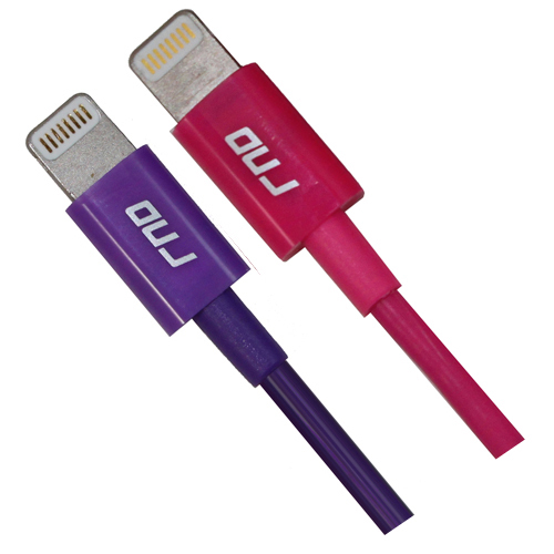 Picture of RND Accessories 2X Apple Certified Lightning To USB Cable 1.5 ft. Data Sync And Charge 8-Pin Cable - Purple & Pink- Set of 2