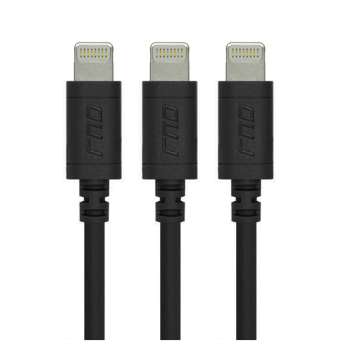 Picture of RND Accessories 3X Apple Certified Lightning Data Sync And Charge To USB Cable 6 ft. - Black- Set of 3