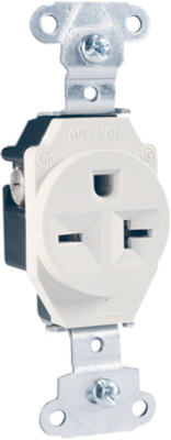 Picture of Pass & Seymour 5851WCC8 Heavy Duty Single Outlet- 20A- 250V- White