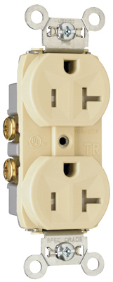 TR20ICC8 20A Duplex Tamper Resistant Receptacle- Ivory -  Pass & Seymour, 197462