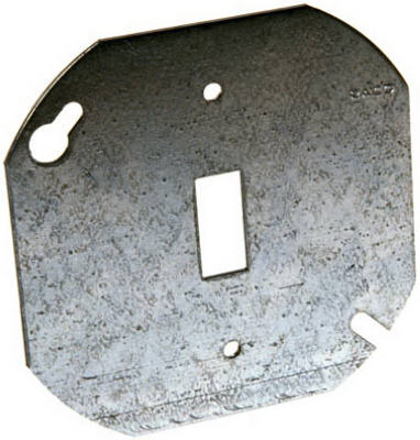 729 Octagon Box Cover - Gray - 4 in. - Flat for Toggle Switch - Durable Design
