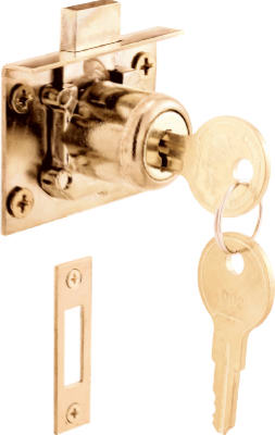 U 10665 0.88 in. Drawer & Cabinet Lock, Brass Plated