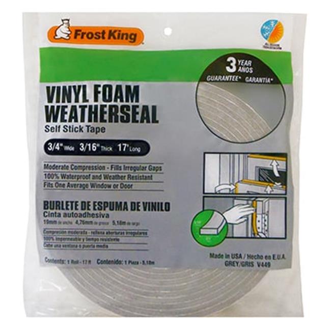 Thermwell V449H Vinyl Foam Weather-Strip Tape- Gray