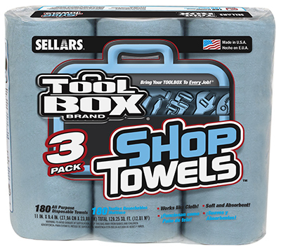 5448301 Blue Shop Towel, Pack 3