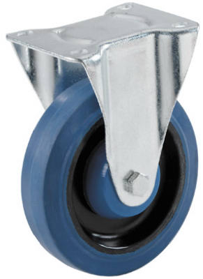 9261 4 in. Elastic Rubber Rigid Plate Caster, Blue