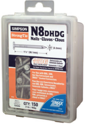 Common Nail, 2-1/2 in L, 8D, Hot Dipped Galvanized Finish