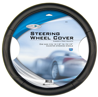 38853 Leatherette Steering Wheel Cover, Black