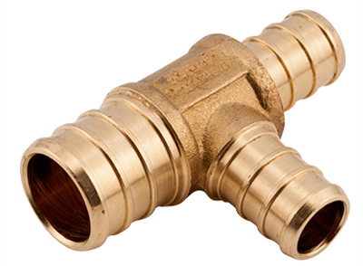 LFWP18B-120808PB 0.75 x 0.5 x 0.5 in. Brass Pex Barb Insert Tee, 10 Pack