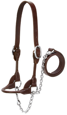 Picture of Weaver Leather 90-0515 Medium Bridle Leather Show Halter - Brown