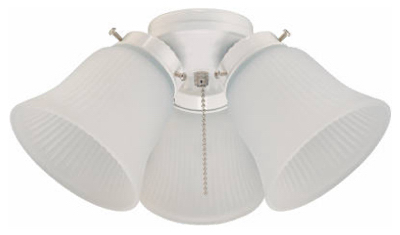 Picture of Westinghouse 7781400 3 Light&#44; White Frosted Ribbed Glass Ceiling Fan Light Kit