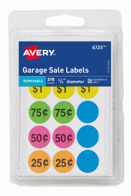 06725 315 Count Round Garage Sales Labels- Pack of 6