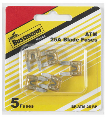 Picture of Cooper Bussmann BP-ATM-25-RP 25A 32V Fast Acting Mini Blade Fuse - Clear&#44; Pack Of 5