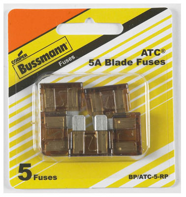 Picture of Cooper Bussmann BP-ATC-5-RP 5A 32VDC Fast Acting Blade Auto Fuse - 5 Pack&#44; Tan&#44; Pack Of 5