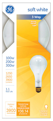 41459 100- 200 & 300W 3 Way Soft White Light Bulb- Pack Of 6