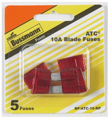 Picture of Cooper Bussmann BP-ATC-10-RP 10A Fast Acting Blade Auto Fuse - 5 Pack&#44; Red&#44; Pack Of 5