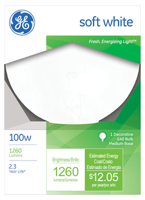 49781 100W White Globe Light Bulb - Pack Of 6