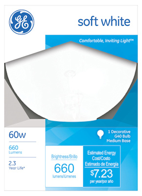 49780 5 in. 60W White Globe Light Bulb - Pack Of 6 -  Ge Lighting, 214148