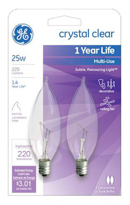 66104 25W Clear Candelabra Shaped Bulb - Pack Of 4