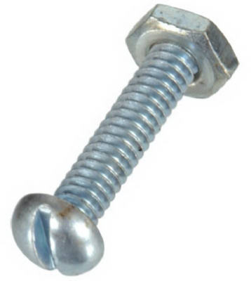 7698 5 Pack - Zinc Plated Slotted Round Head Machine Screw With Nut