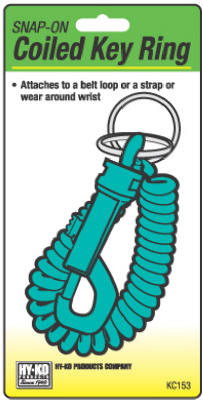 Hy-Ko Products KC153 Coiled Key Ring With Plastic Snap - Pack Of 5