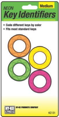 Hy-Ko Products KC131 4 Pack- Medium Neon Key Identifiers - Pack Of 5