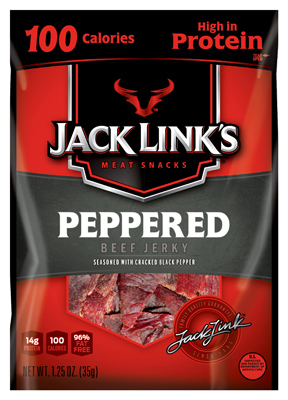 Picture of Jack Links 10000008421 0.08 lbs. 100 Calories Peppered Beef Jerky- Pack Of 10