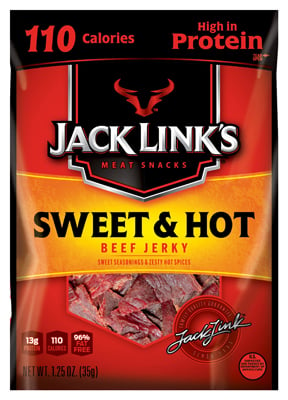 Picture of Jack Links 10000008342 0.08 lbs. 110 Calories Sweet & Hot Beef Jerky- Pack Of 10