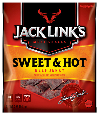 Picture of Jack Links 10000007616 0.18 lbs. 100 Percentage Sweet & Hot Beef Jerky&#44; Pack Of 8
