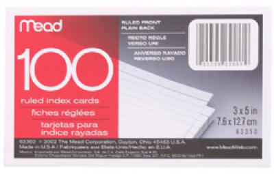 Picture of Mead 63350 3 x 5 in. Ruled Index Cards&#44; 100 Count&#44; Pack of 12