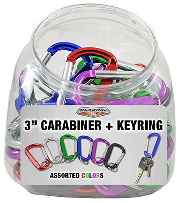 702105 3 in. Carabineer With Key Ring Display- Pack Of 48