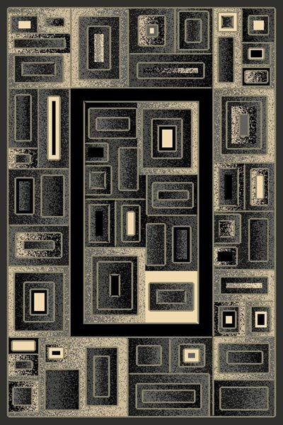 Picture of 6 x 9 Gallery Machine Carved Area Rug - Grey  Black &amp; Chocolate